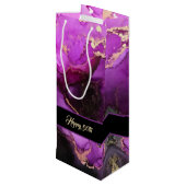 Custom Happy Birthday Lila Black Gift Bag Geschenktüte Für Weinflaschen (Rückseite Schrägansicht)