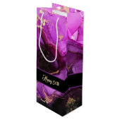 Custom Happy Birthday Lila Black Gift Bag Geschenktüte Für Weinflaschen (Vorderseite Schrägansicht)