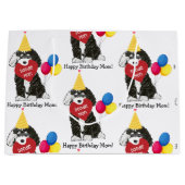 Custom Happy Birthday Mama B & W Bernedoodle Große Geschenktüte (Vorderseite)