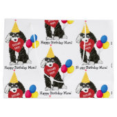 Custom Happy Birthday Mama B & W Bernedoodle Große Geschenktüte (Rückseite)