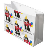Custom Happy Birthday Mama B & W Bernedoodle Große Geschenktüte (Vorderseite Schrägansicht)
