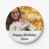 Custom Happy Birthday Mum Foto Pappteller (Vorderseite)