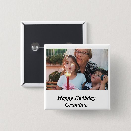 Custom Happy Birthday Oma Foto Button (Vorne & Hinten)