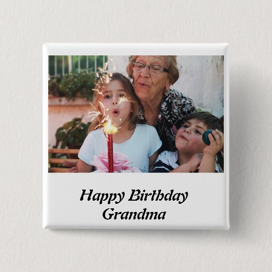 Custom Happy Birthday Oma Foto Button (Vorderseite)