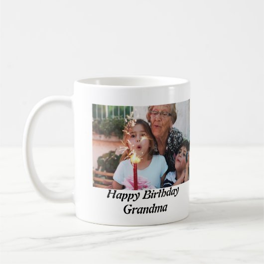 Custom Happy Birthday Oma Foto Kaffeetasse (Links)