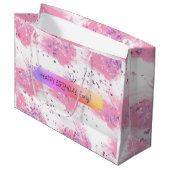 Custom Happy Birthday Personalisiert Feminine Girl Große Geschenktüte (Vorderseite Schrägansicht)