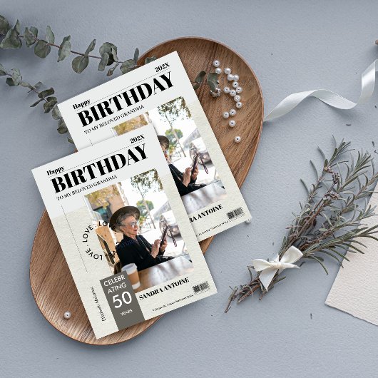 Custom Happy Birthday Photo Magazine Cover Card