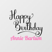 Custom Happy Birthday Pink Schriftart Kleben Fensteraufkleber (Blatt)
