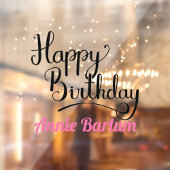 Custom Happy Birthday Pink Schriftart Kleben Fensteraufkleber