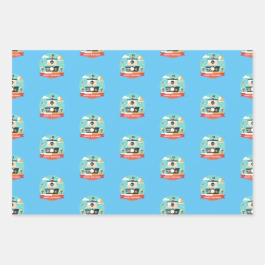 Custom Happy Birthday Pirate Adventure Geschenkpapier Set (Vorderseite 2)