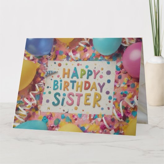 Custom Happy Birthday Sister Grußkarte Karte (Vorderseite)