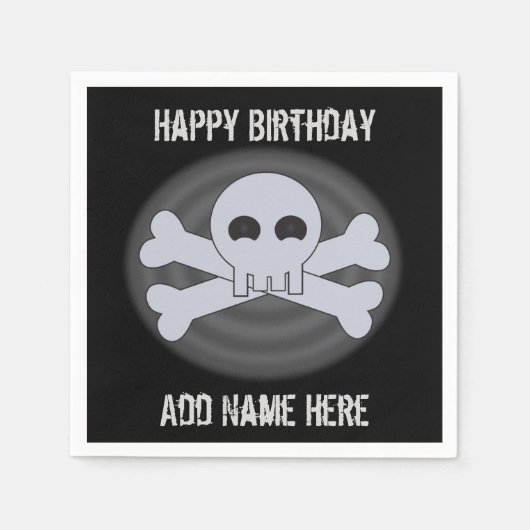 Custom Happy Birthday Skull Napkins Serviette (Vorderseite)