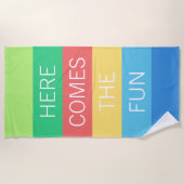 Custom Happy Bright Sunny Summer Stripes Muster Strandtuch (Vorderseite)