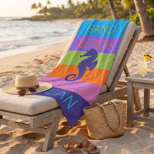 Custom Happy Bright Sunny Summer Stripes Muster Strandtuch