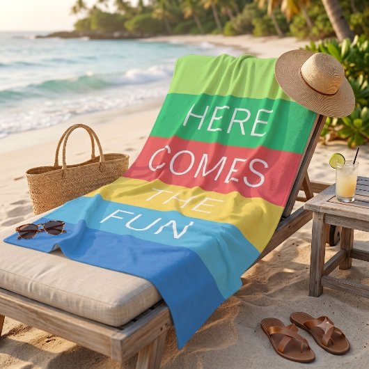 Custom Happy Bright Sunny Summer Stripes Muster Strandtuch