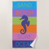 Custom Happy Bright Sunny Summer Stripes Muster Strandtuch (Vorderseite)