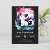 Custom Happy Cat Birthday Einladung (Stehend Vorderseite)