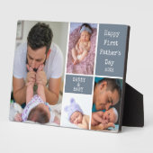 Custom Happy Erste Vatertag 4 Foto Grau Fotoplatte (Seite)