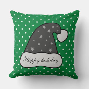 Custom Happy Ferien Weihnachtsmannmütze Green Dot Kissen