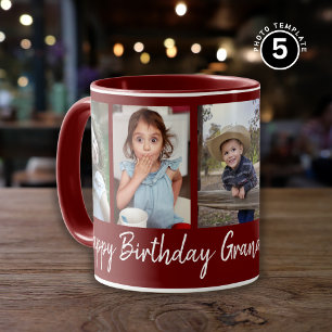 Custom Happy Geburtstag Oma Five Foto Maroon Tasse