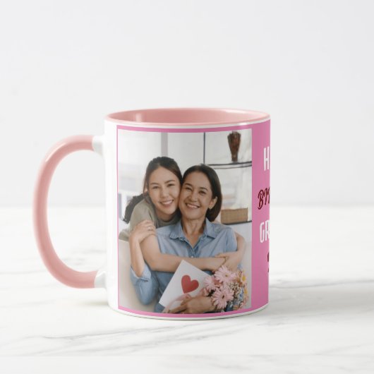 Custom Happy Geburtstag Oma Foto Collage Rosa Tasse (Links)