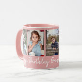 Custom Happy Geburtstag Oma Fünf Foto Rosa Tasse (Vorderseite Links)