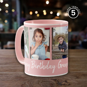 Custom Happy Geburtstag Oma Fünf Foto Rosa Tasse