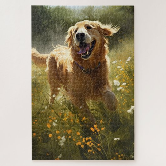 Custom Happy Golden Retriever Birthday Card Puzzle (Vertikal)