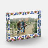 Custom Happy Green Bright Blue Christmas Keepake Fotoblock (Links)