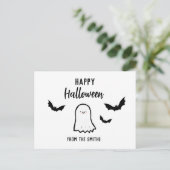 Custom Happy Halloween Friendly Ghost Postkarte (Stehend Vorderseite)