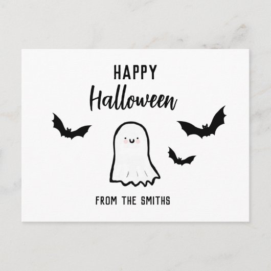 Custom Happy Halloween Friendly Ghost Postkarte (Vorderseite)