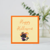 Custom Happy Halloween Hexenkätzchen Orange Border (Stehend Vorderseite)