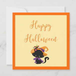 Custom Happy Halloween Hexenkätzchen Orange Border