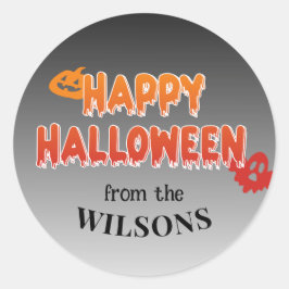 Custom Happy Halloween Label: Fügen Sie Ihren Fami Runder Aufkleber