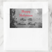 Custom Happy Halloween mit Full Moon Raven Rechteckiger Aufkleber (Tasche)