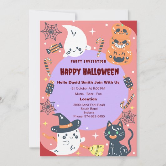 Custom Happy Halloween Party Classic Einladung (Vorderseite)