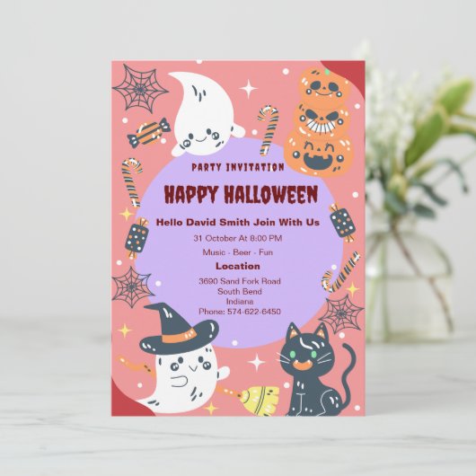 Custom Happy Halloween Party Classic Einladung (Stehend Vorderseite)