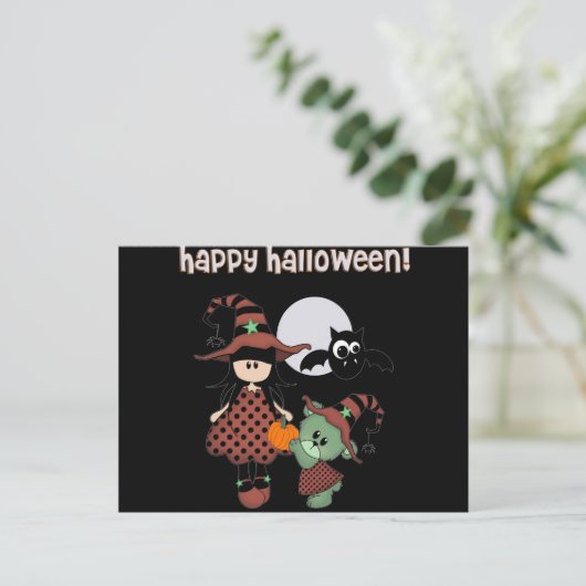 Custom Happy Halloween Postkarte (Stehend Vorderseite)