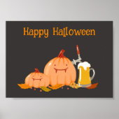 Custom Happy Halloween Pumpkins & Bier Poster (Vorne)