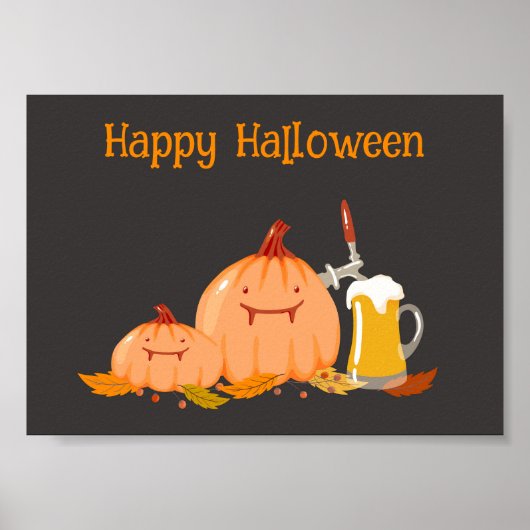 Custom Happy Halloween Pumpkins & Bier Poster (Vorne)
