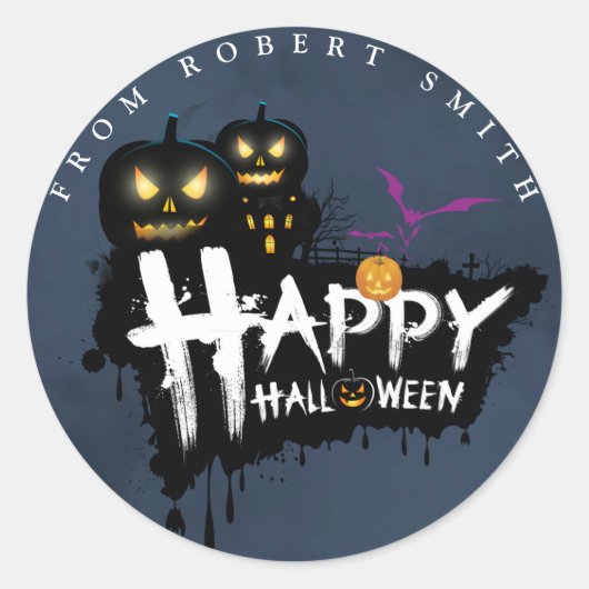 Custom Happy Halloween Runder Aufkleber (Vorderseite)