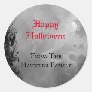 Custom Happy Halloween Vollmond und Raven Sticker