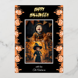 Custom "Happy Halloween" Zwei Fotos Folieneinladung