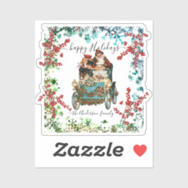 Custom Happy Holidays Chic Rustic Vintag Ephemera Aufkleber