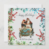 Custom Happy Holidays Chic Rustic Vintag Ephemera Einladung (Vorderseite)