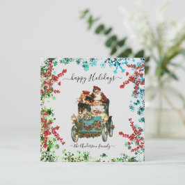 Custom Happy Holidays Chic Rustic Vintag Ephemera Einladung