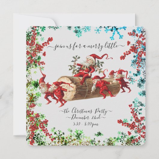 Custom Happy Holidays Chic Rustic Vintag Ephemera Einladung (Vorderseite)