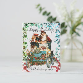 Custom Happy Holidays Chic Rustic Vintag Ephemera Postkarte