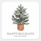 Custom Happy Holidays Cute Boho Christmas Tree Quadratischer Aufkleber (Vorderseite)