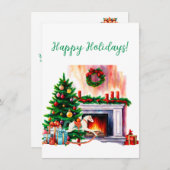 Custom Happy Holidays Gemütliche Scene Watercolor (Vorne/Hinten)